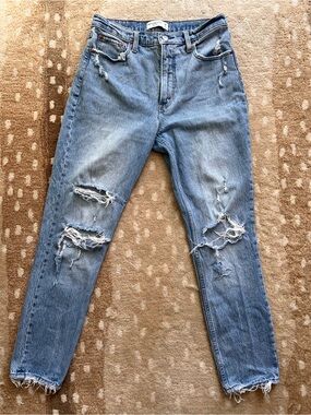 Abercrombie & Fitch Light Blue Distressed Boyfriend Jeans